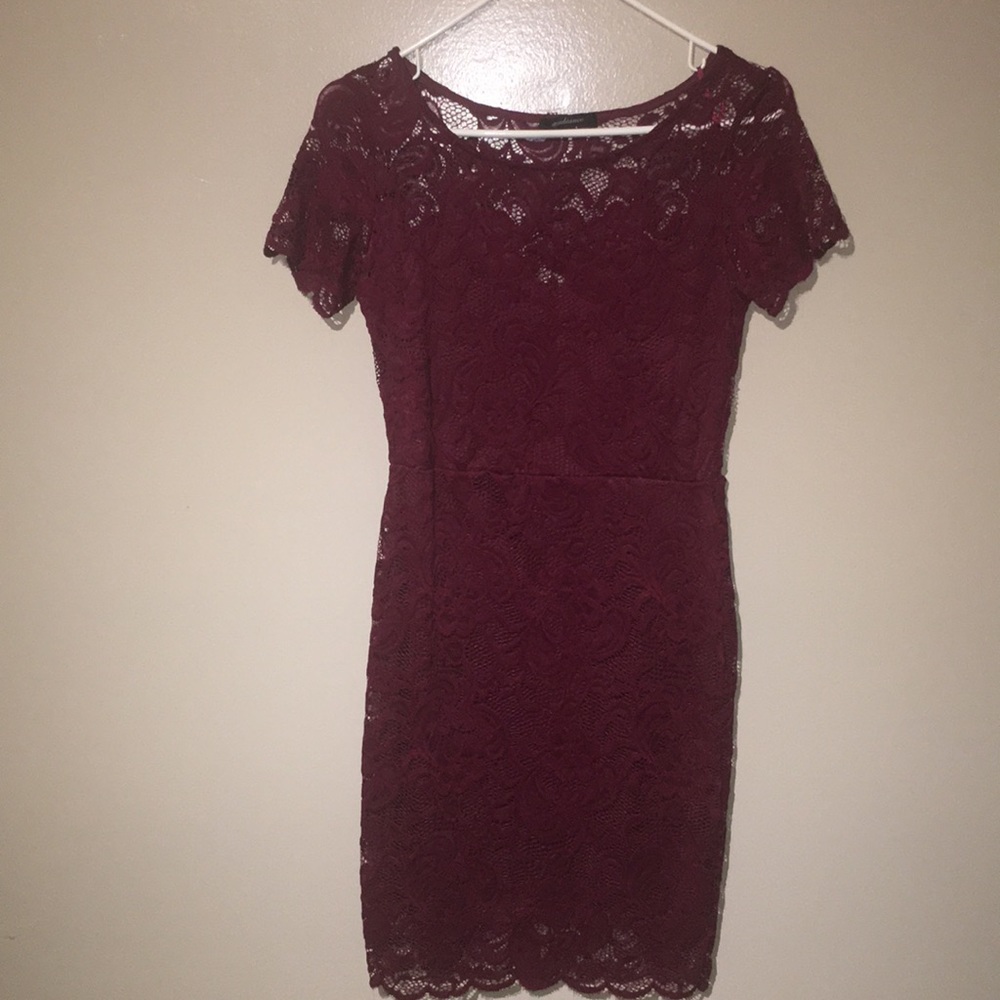 Red lace form fitted dress